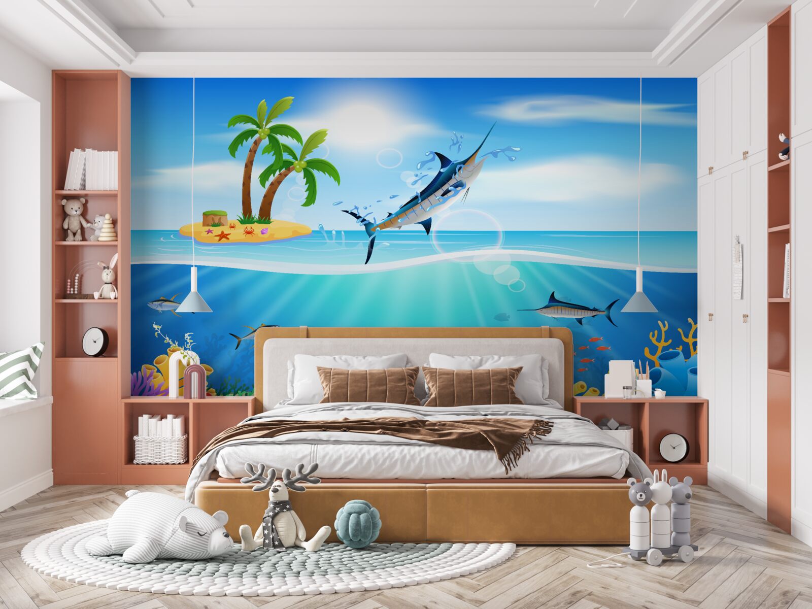 Fototapet un pește prădător sare din mare