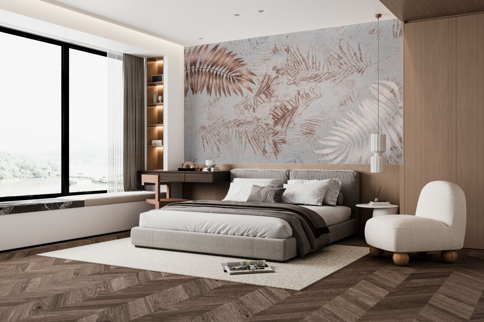 Fototapet ferigă maro și albă