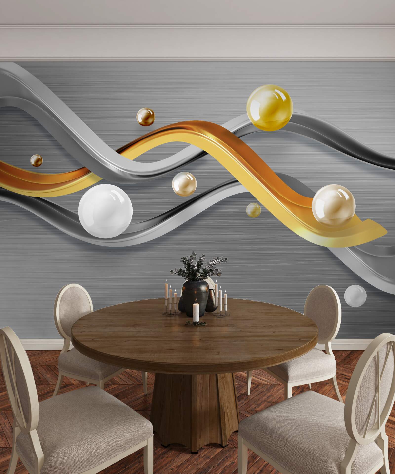 Fototapet linii și sfere în abstract