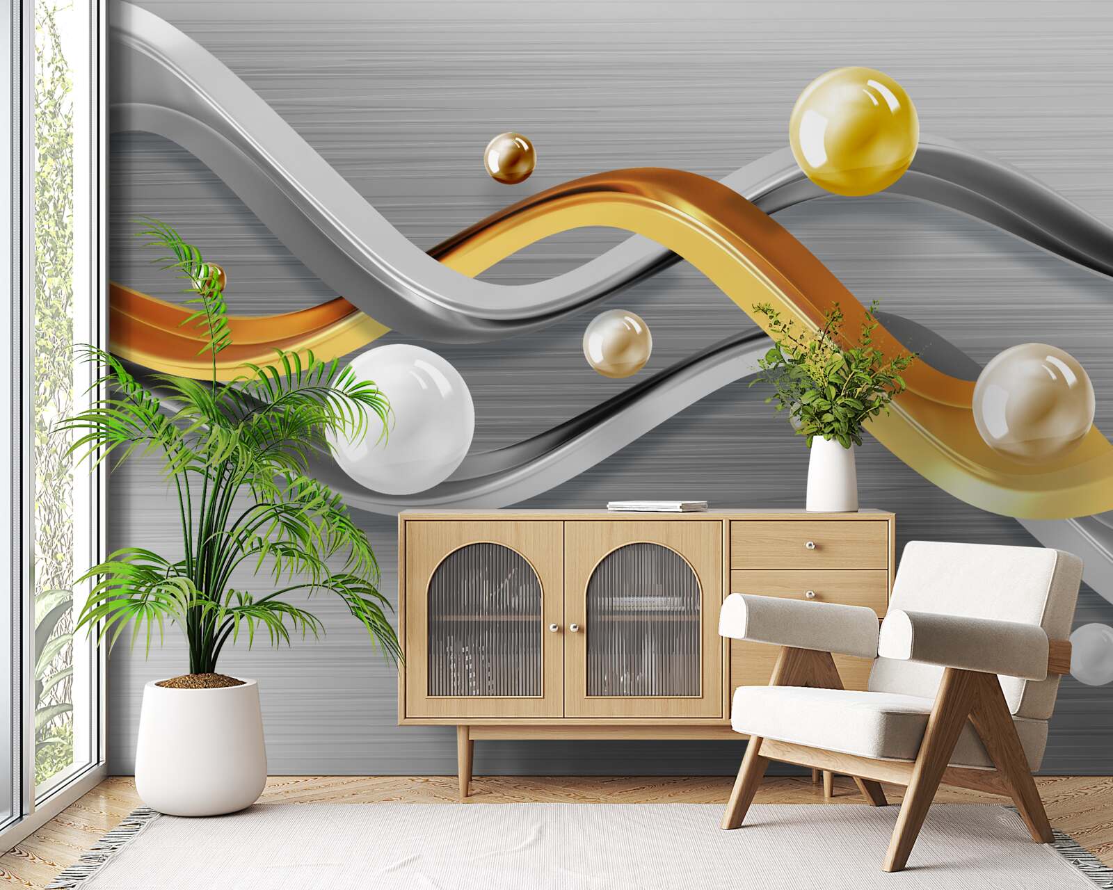 Fototapet linii și sfere în abstract