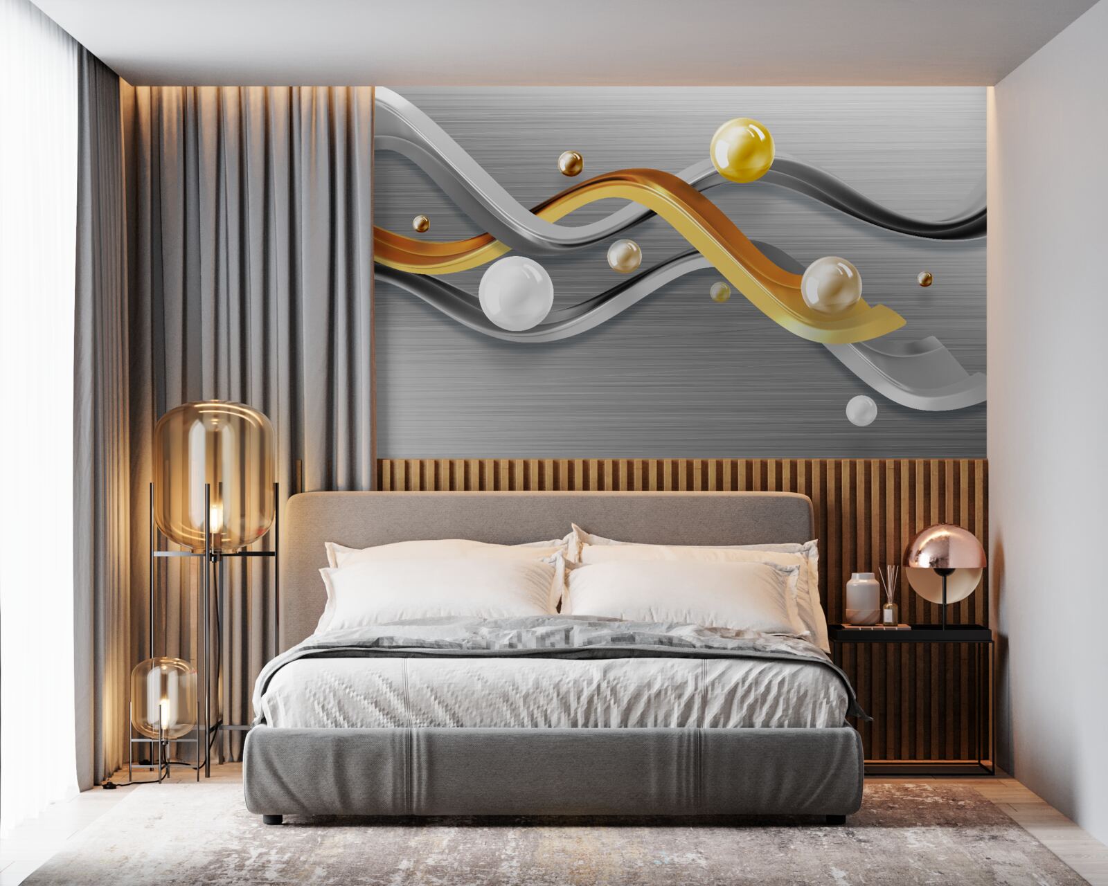 Fototapet linii și sfere în abstract