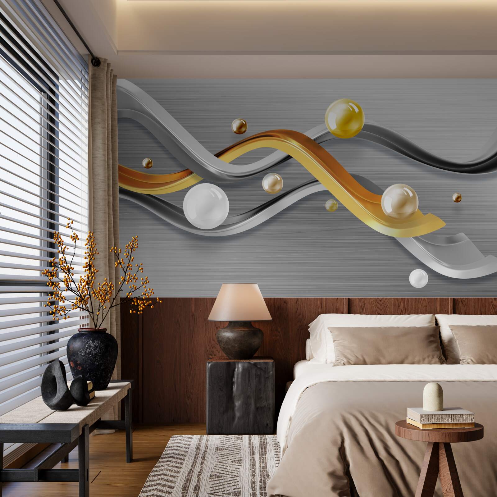 Fototapet linii și sfere în abstract