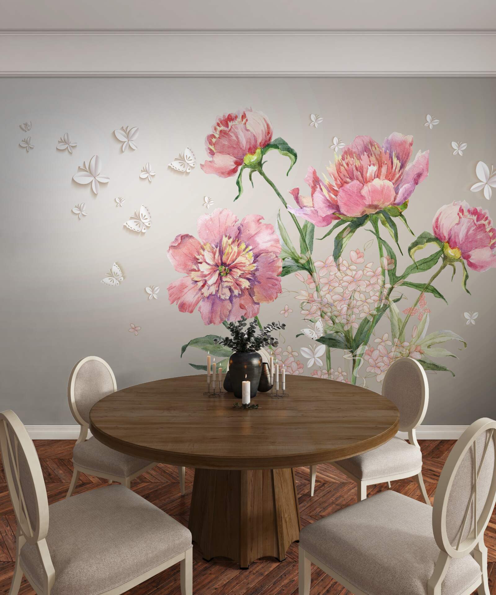 Fototapet flori delicate de primăvară în nuanțe delicate de roz