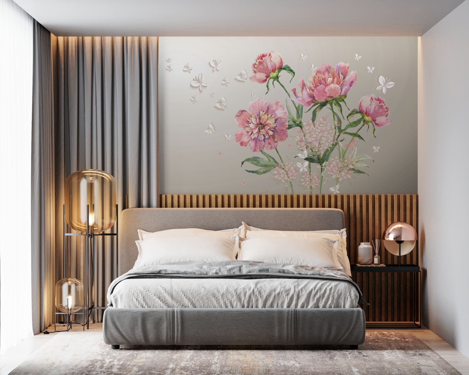 Fototapet flori delicate de primăvară în nuanțe delicate de roz