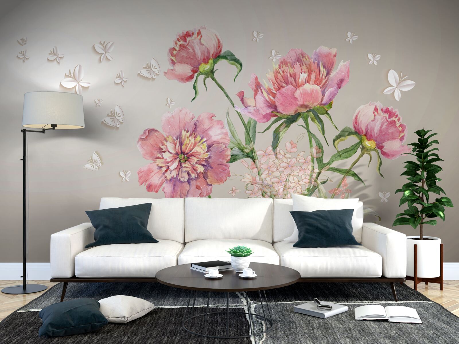 Fototapet flori delicate de primăvară în nuanțe delicate de roz