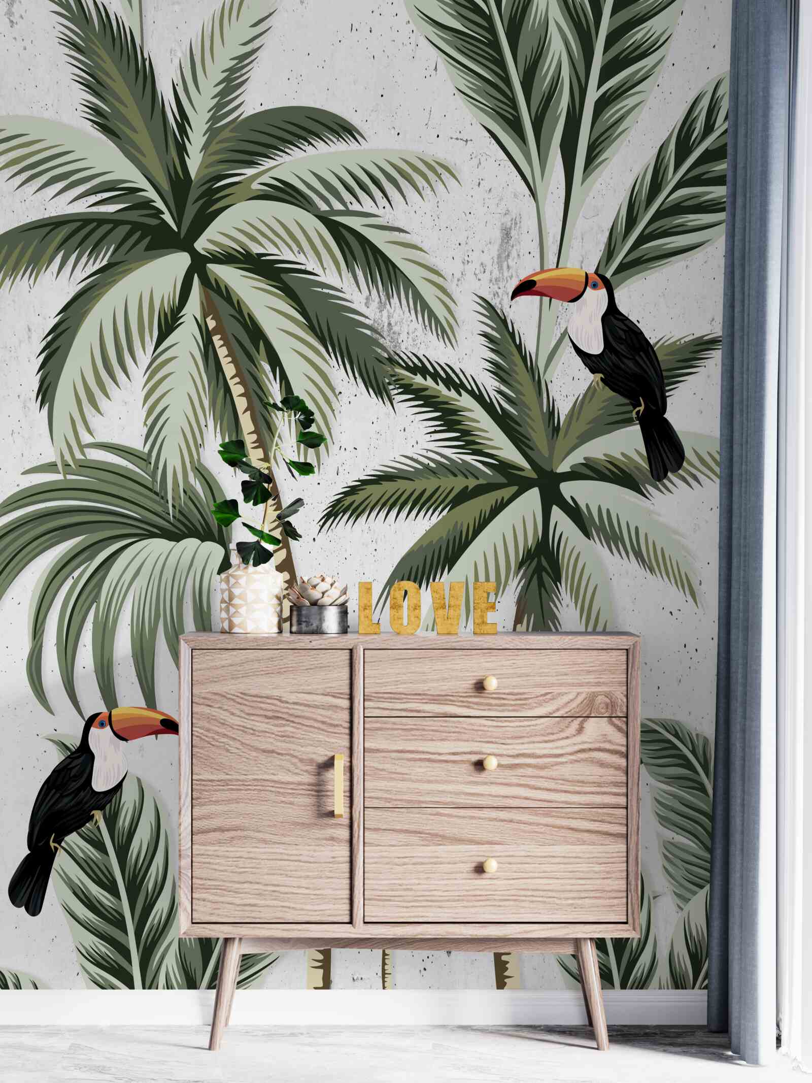 Fototapet păsări în copaci