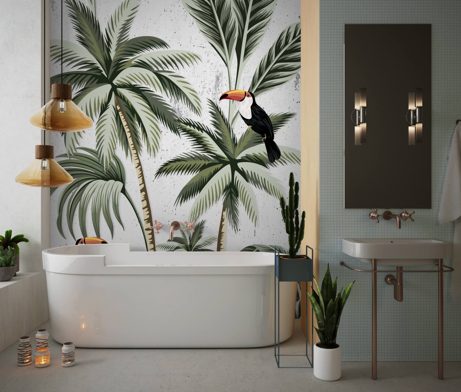 Fototapet păsări în copaci