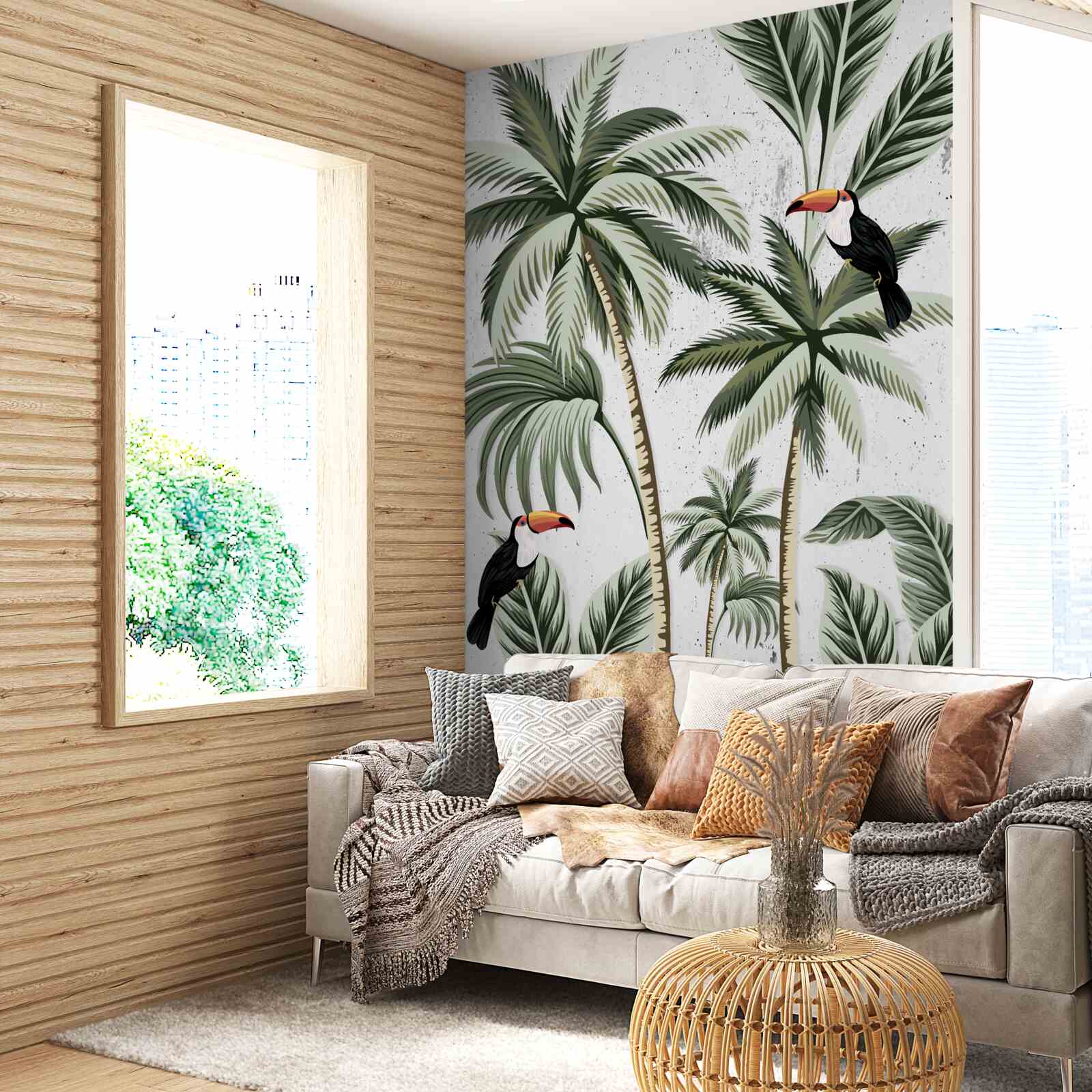 Fototapet păsări în copaci