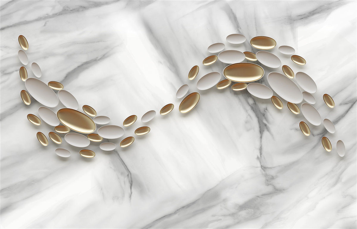 Fototapet aurul se împletește cu venele de marmură