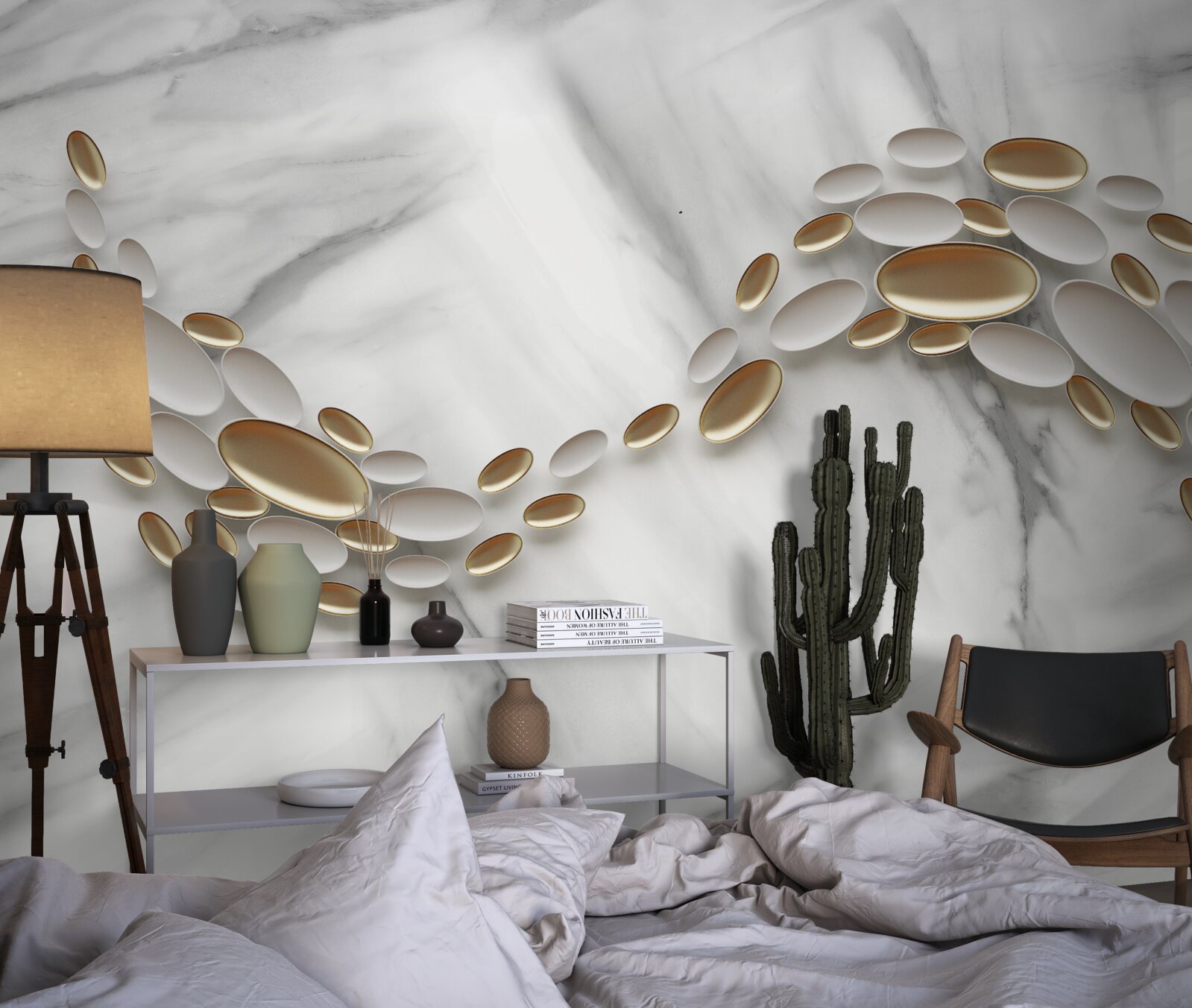 Fototapet aurul se împletește cu venele de marmură