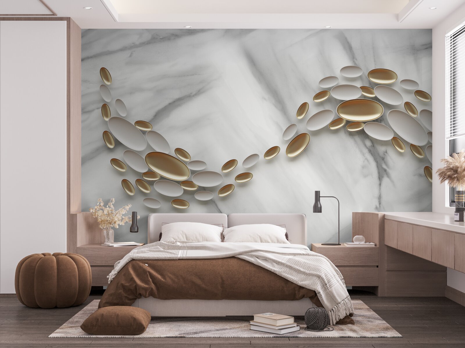 Fototapet aurul se împletește cu venele de marmură