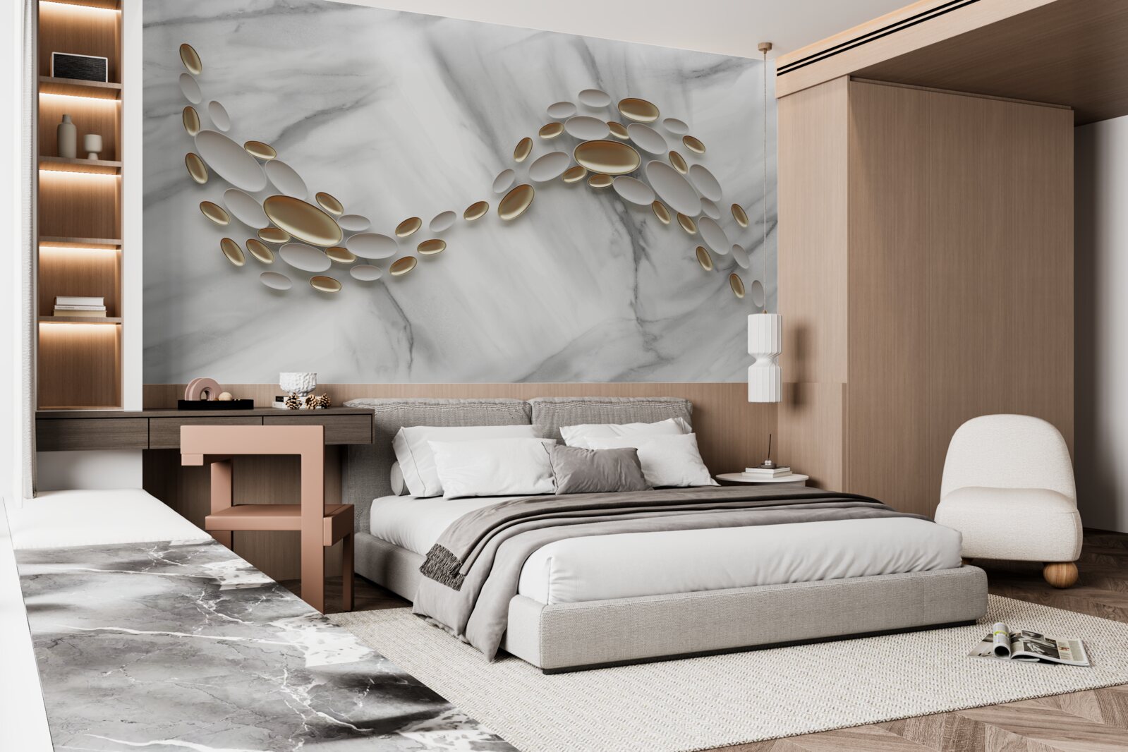 Fototapet aurul se împletește cu venele de marmură