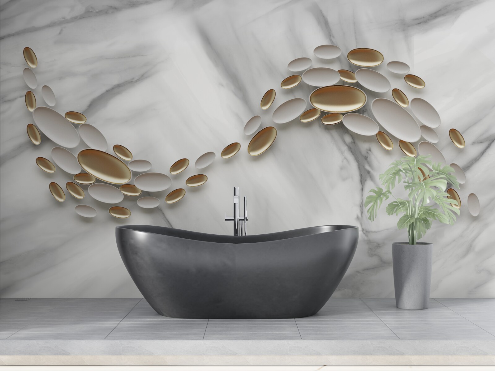 Fototapet aurul se împletește cu venele de marmură