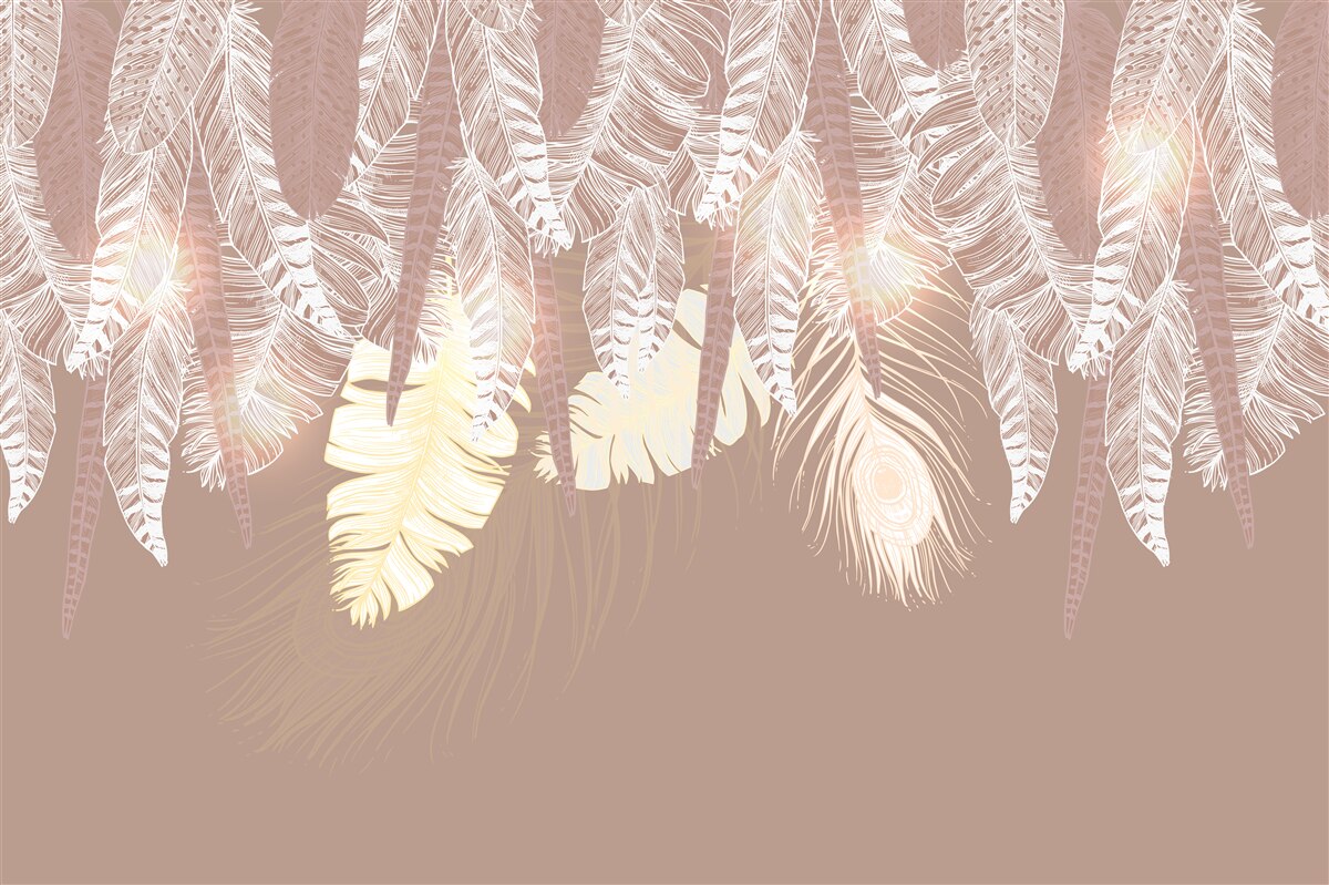 Fototapet frunzele de ferigă sunt albe