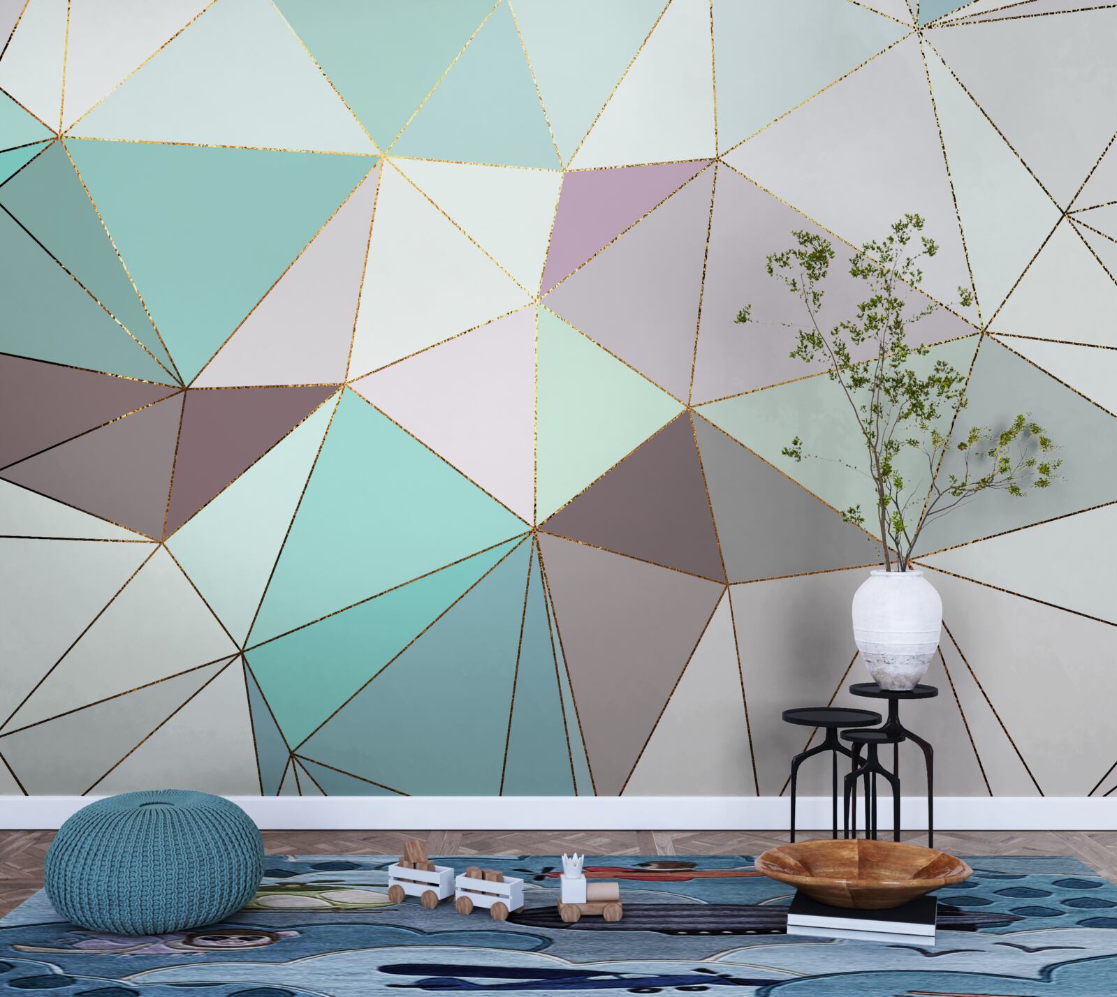 Fototapet figuri geometrice pe o suprafață de marmură