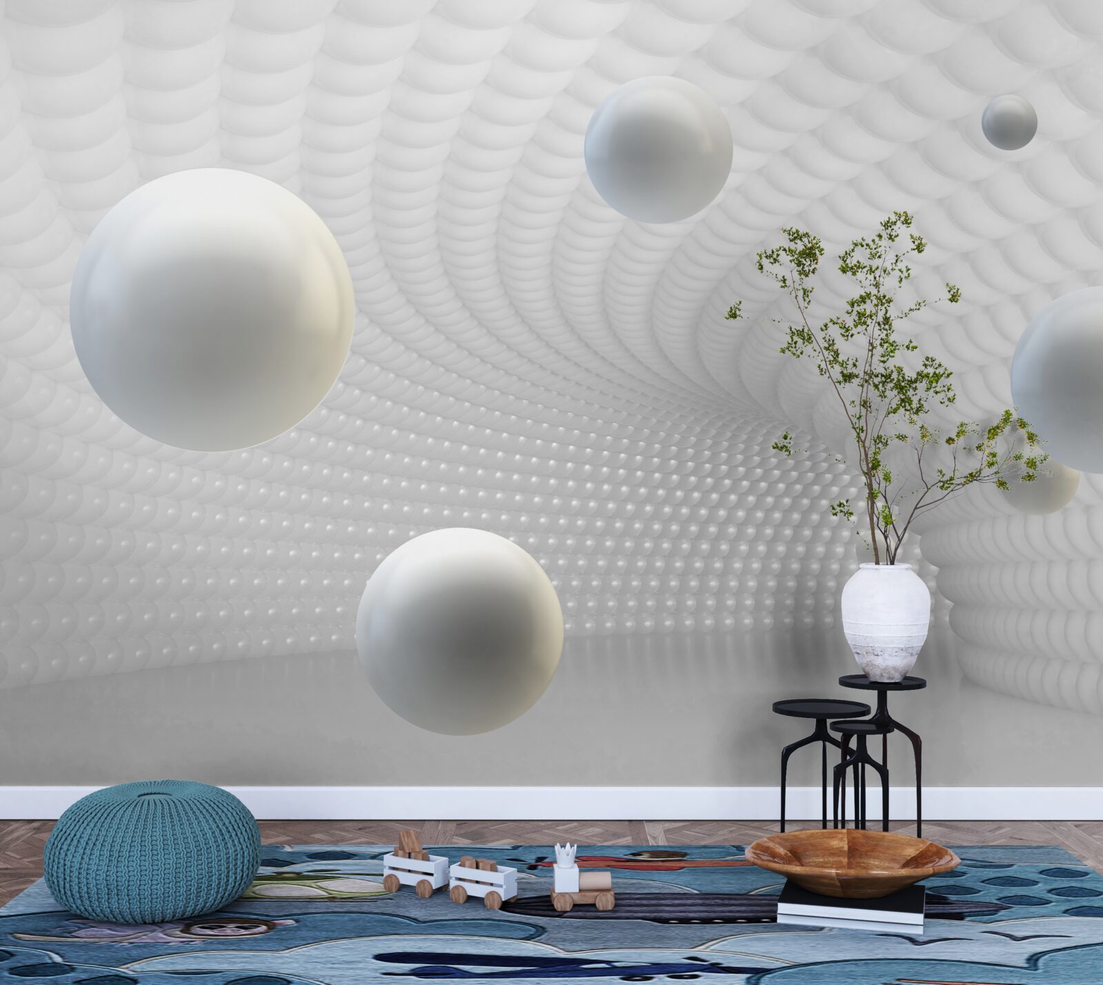 Fototapet bile albe plutitoare pe coridor