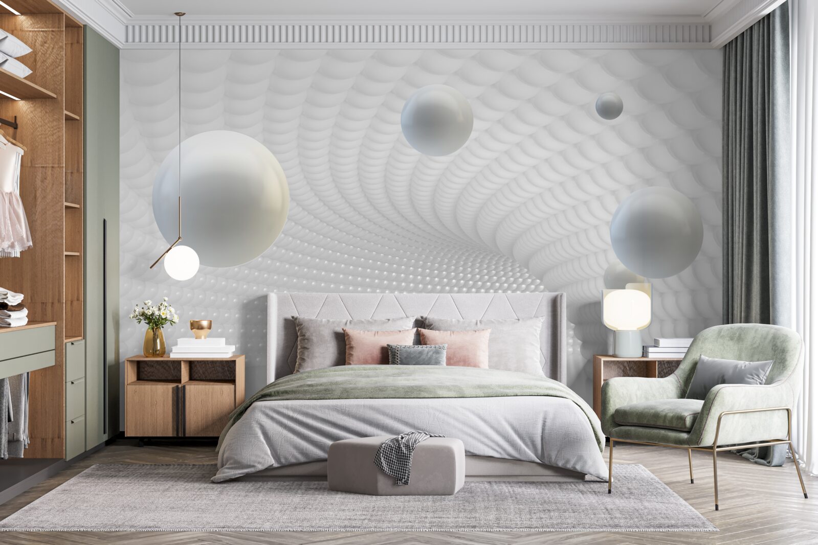 Fototapet bile albe plutitoare pe coridor