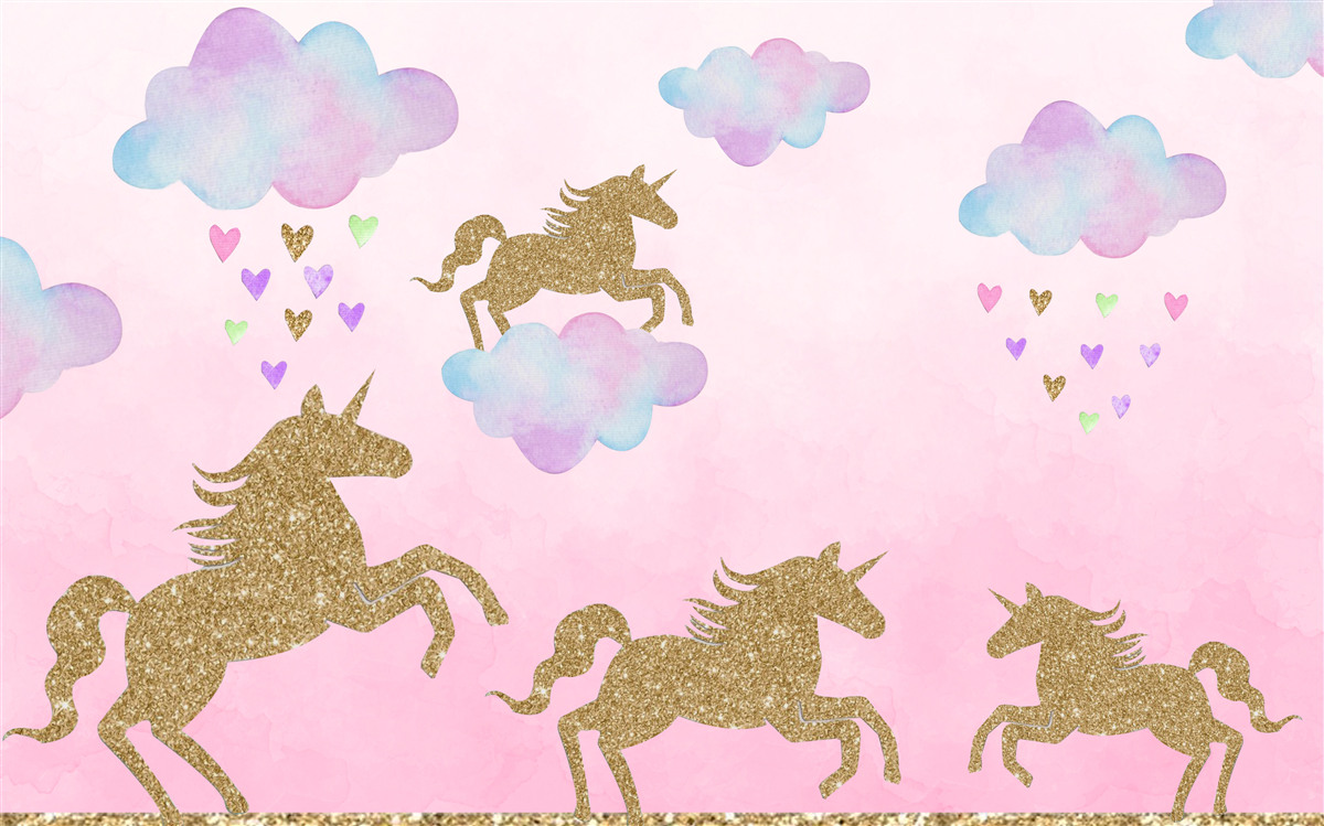 Fototapet unicornii se joacă în nori