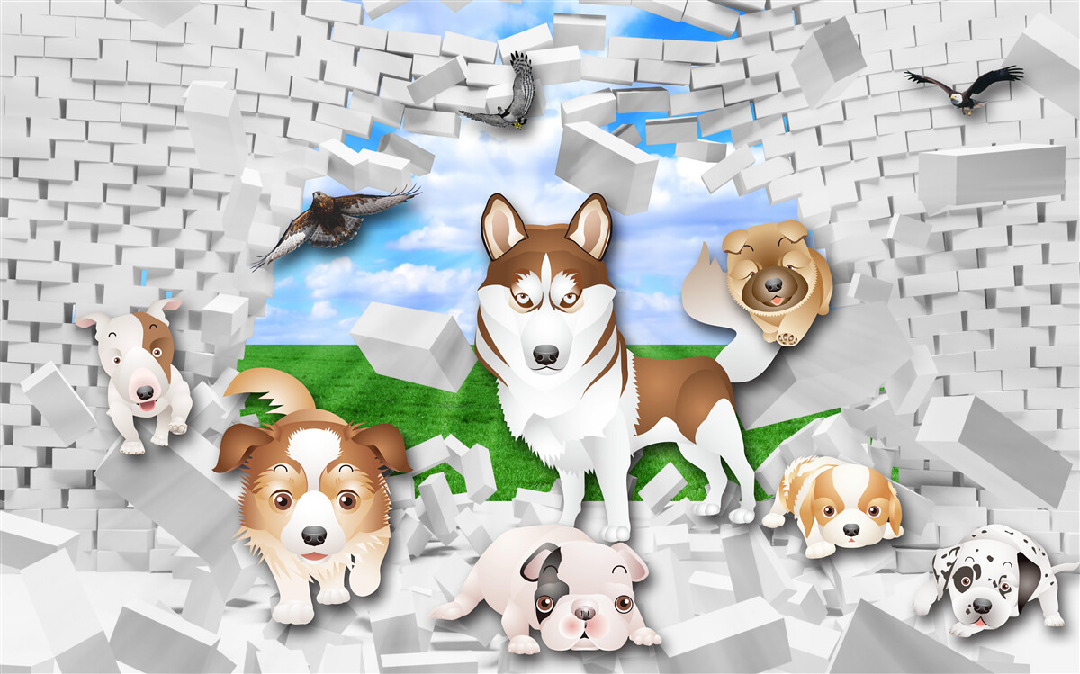 Fototapet câinii animați au trecut de barieră