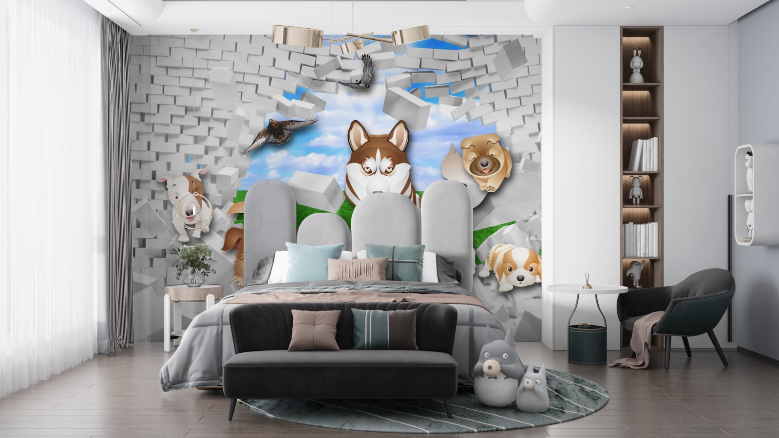 Fototapet câinii animați au trecut de barieră