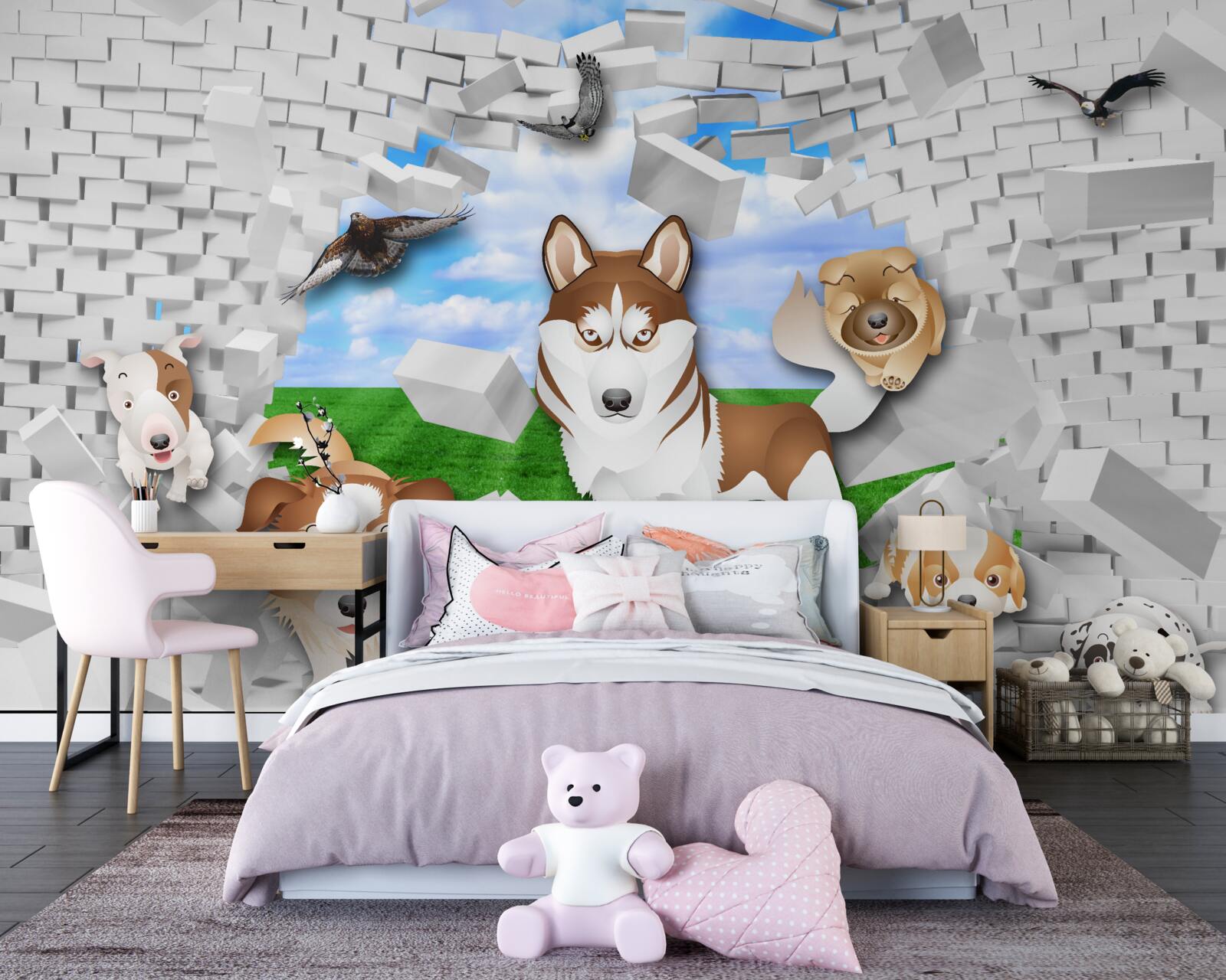 Fototapet câinii animați au trecut de barieră