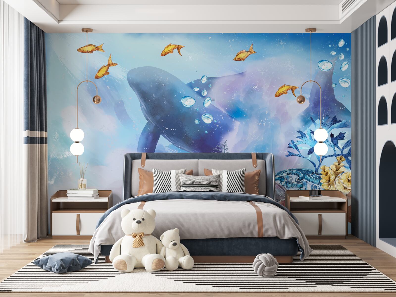 Fototapet balenă albastră sub apă