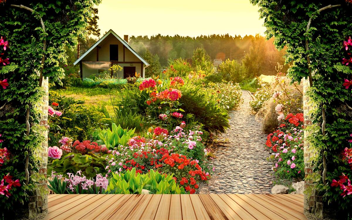 Fototapet peisaj natural cu o casă