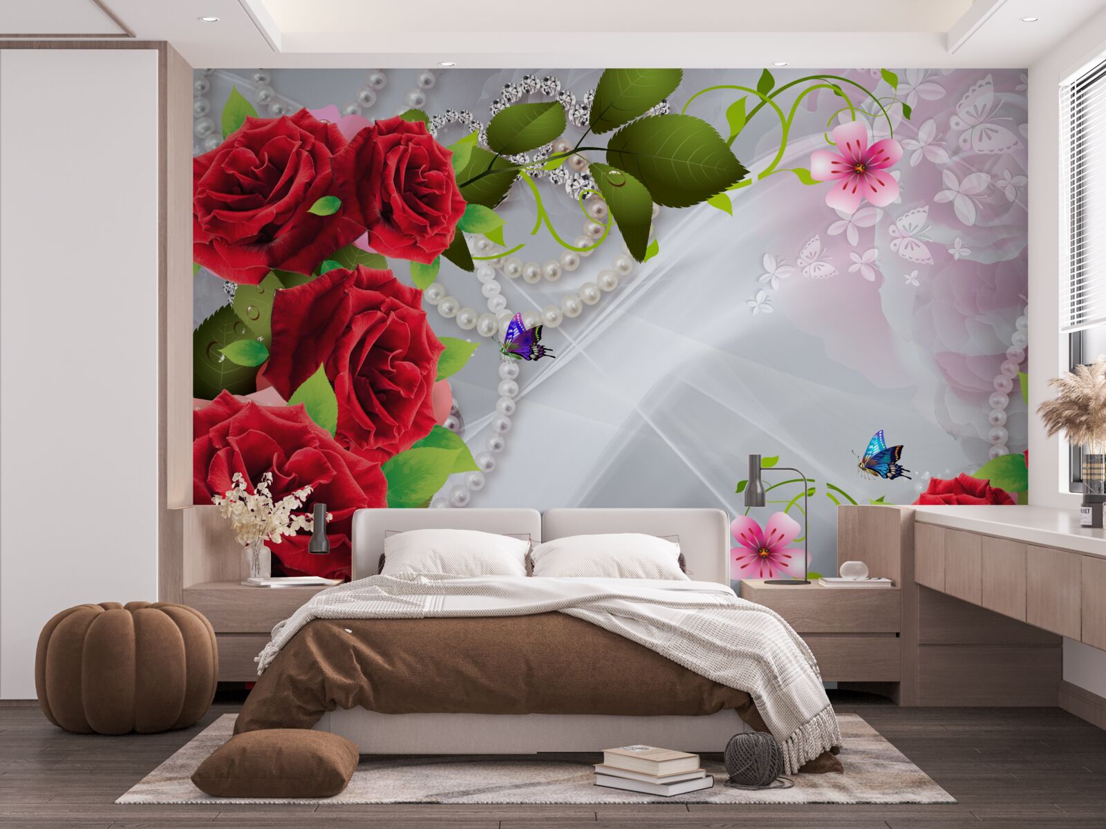 Fototapet trandafiri roșii perla