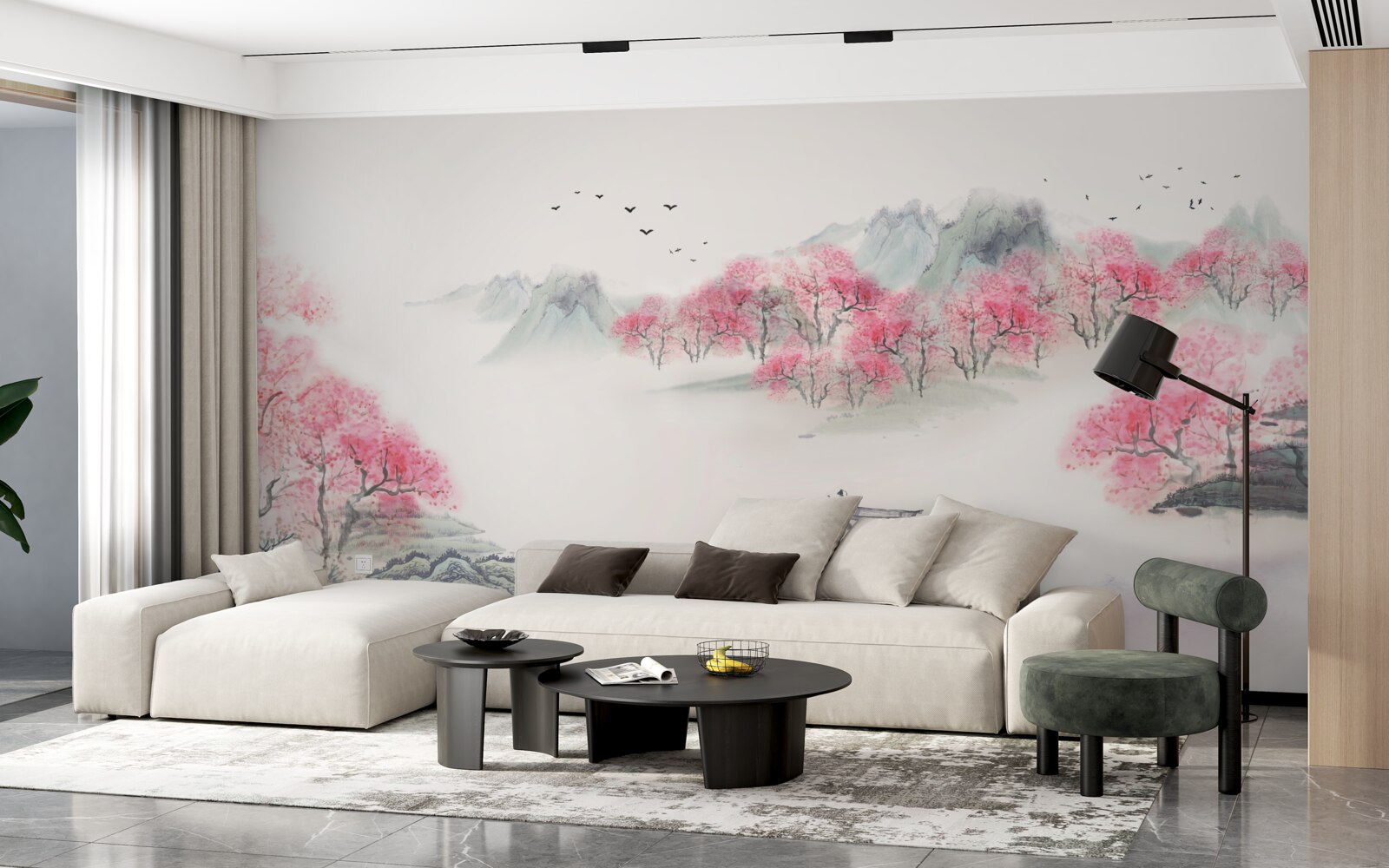 Fototapet Barcă în pădurea învăluită în ceața dimineții