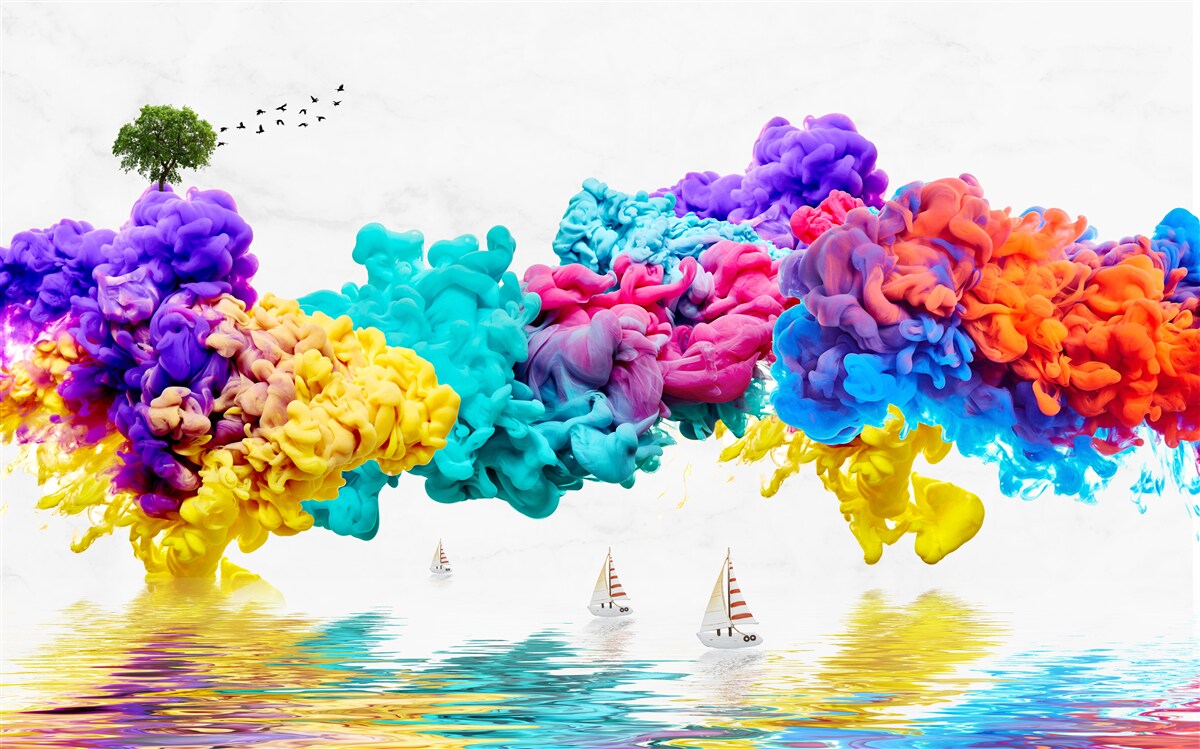 Fototapet culori strălucitoare deasupra suprafeței apei