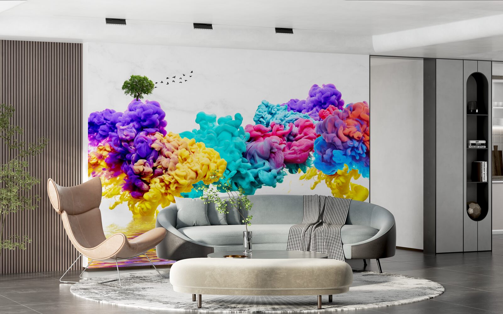 Fototapet culori strălucitoare deasupra suprafeței apei