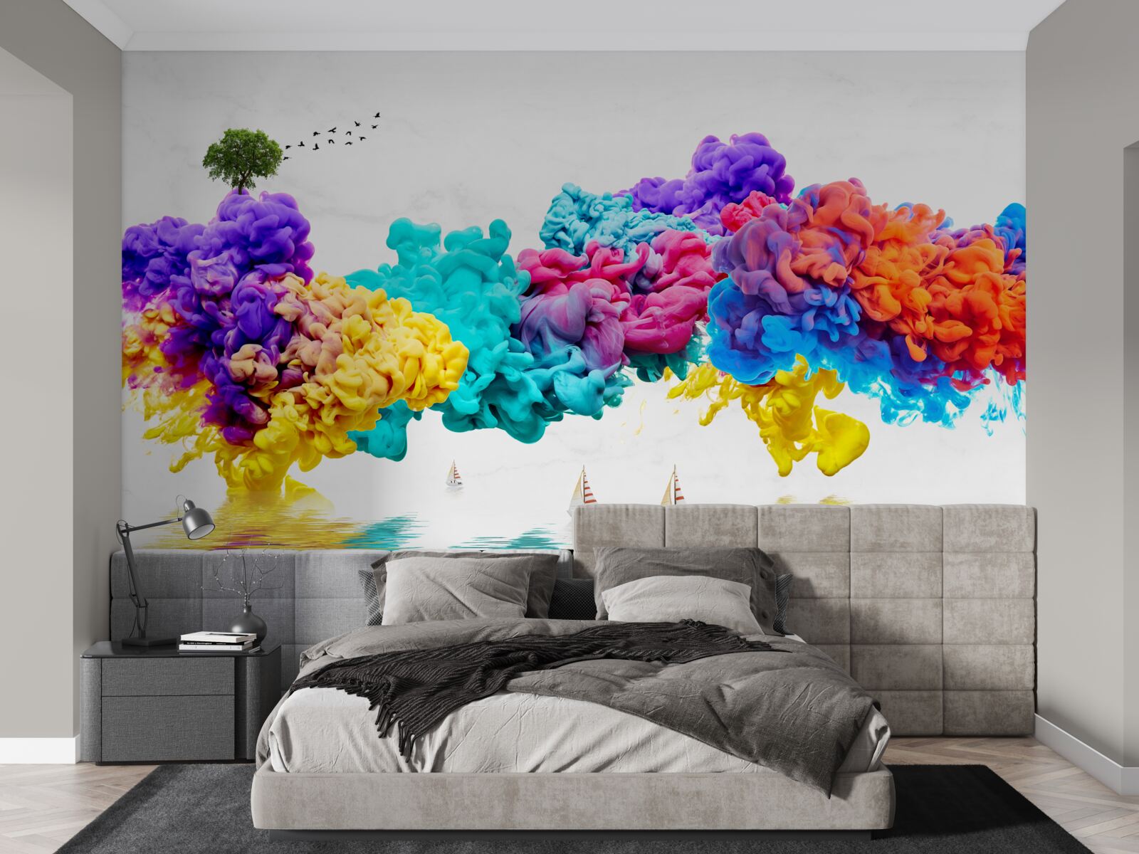 Fototapet culori strălucitoare deasupra suprafeței apei