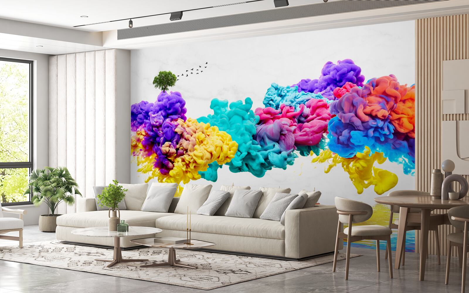 Fototapet culori strălucitoare deasupra suprafeței apei