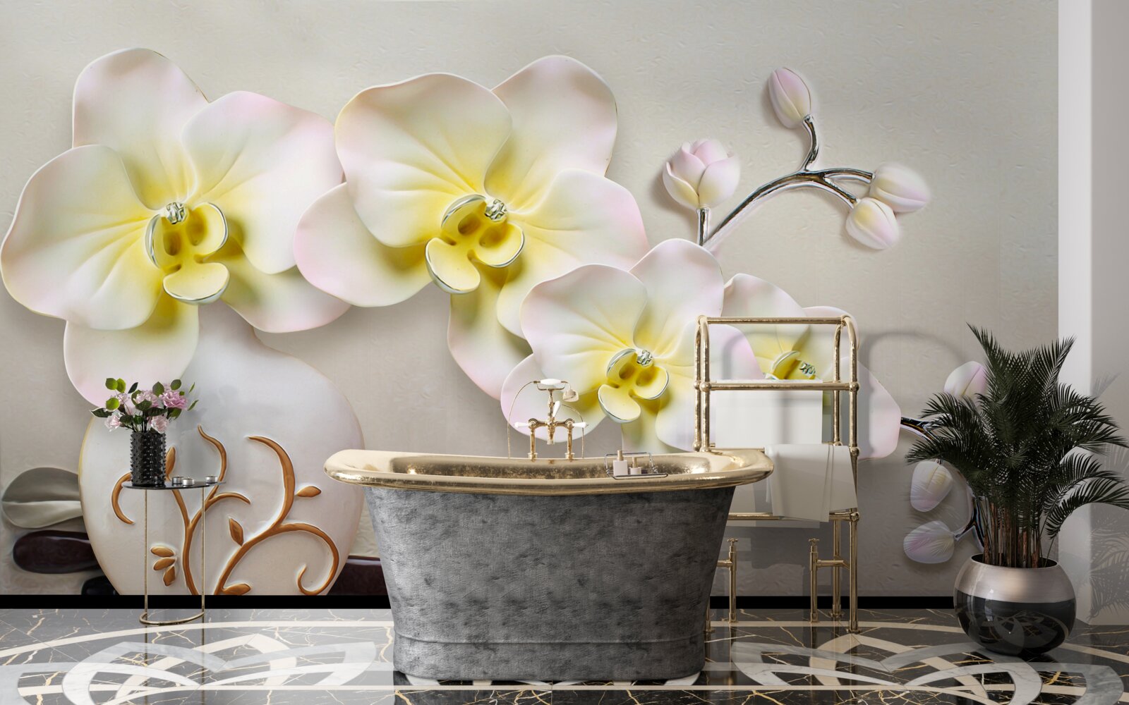 Fototapet flori de orhidee decorate