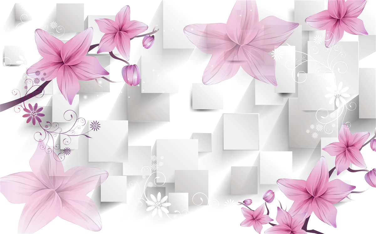 Fototapet abstract cu muguri mov