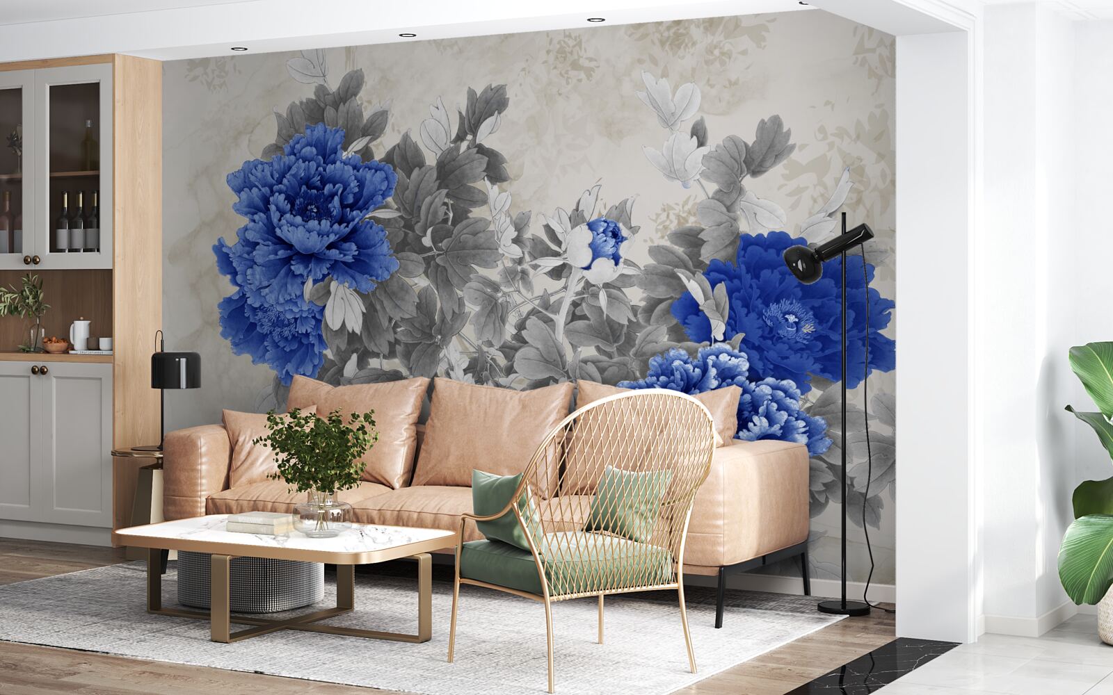 Fototapet ikiebana floare pe fundal gri