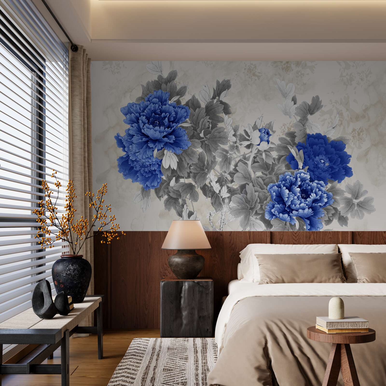 Fototapet ikiebana floare pe fundal gri