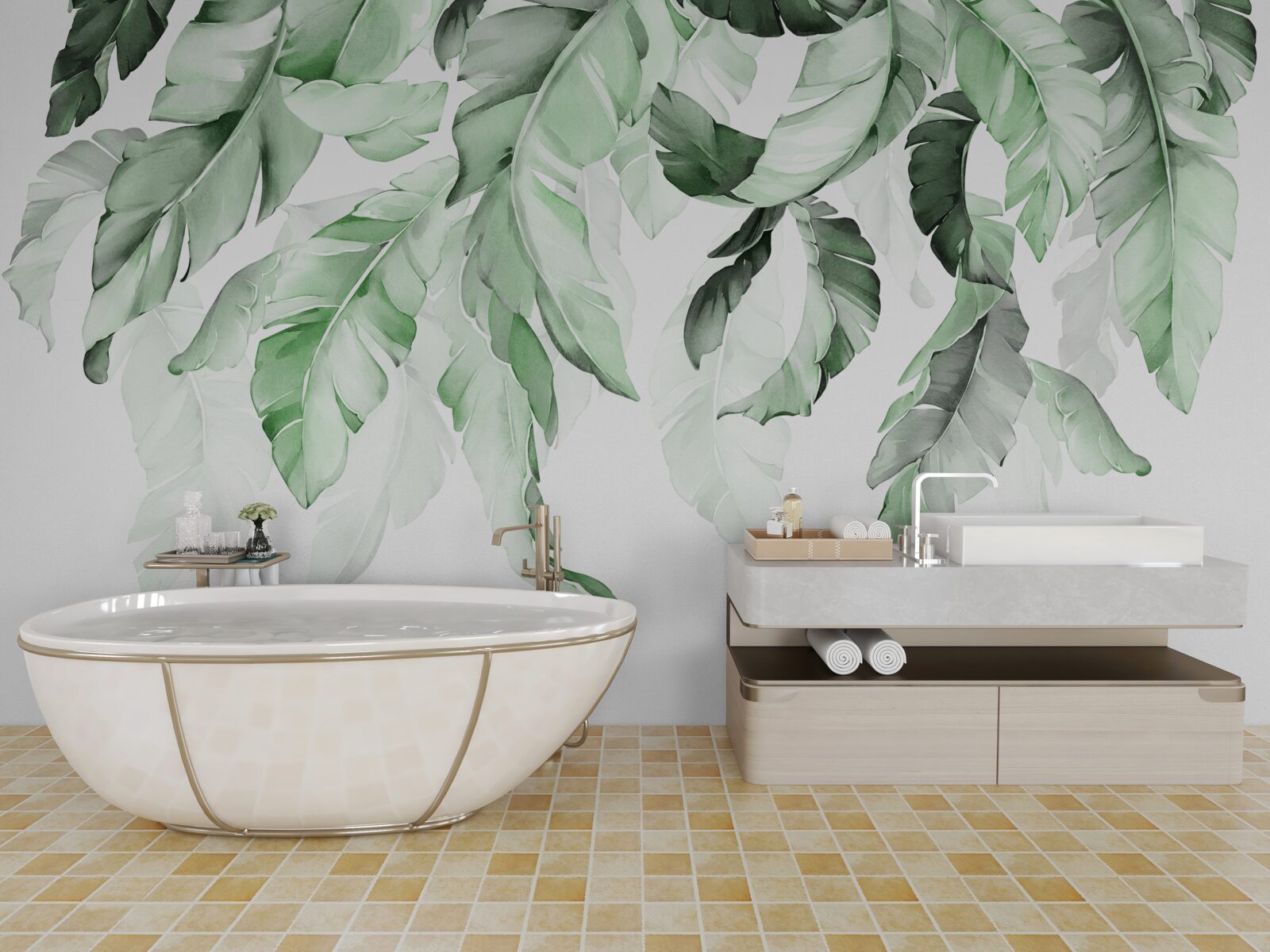 Fototapet frunzele de ferigă atârnă în jos