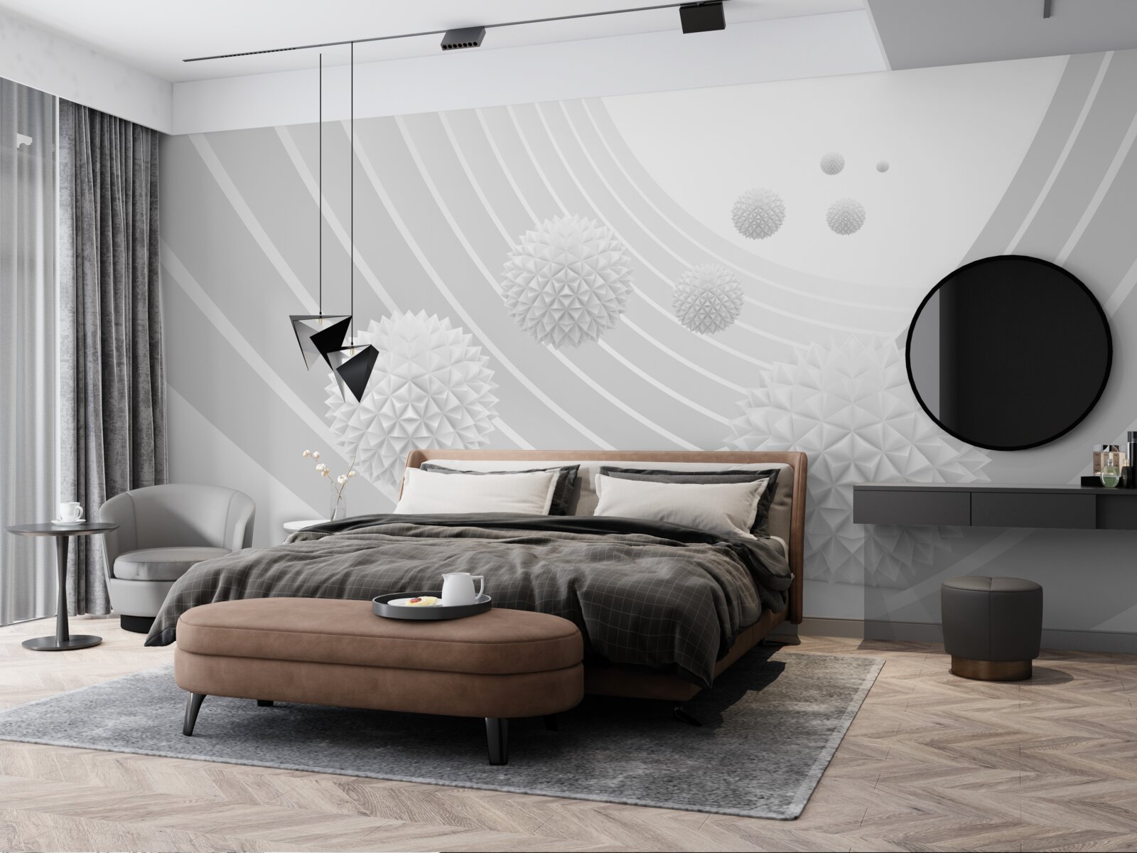 Fototapet bile albe ascuțite în tunelul care se retrage