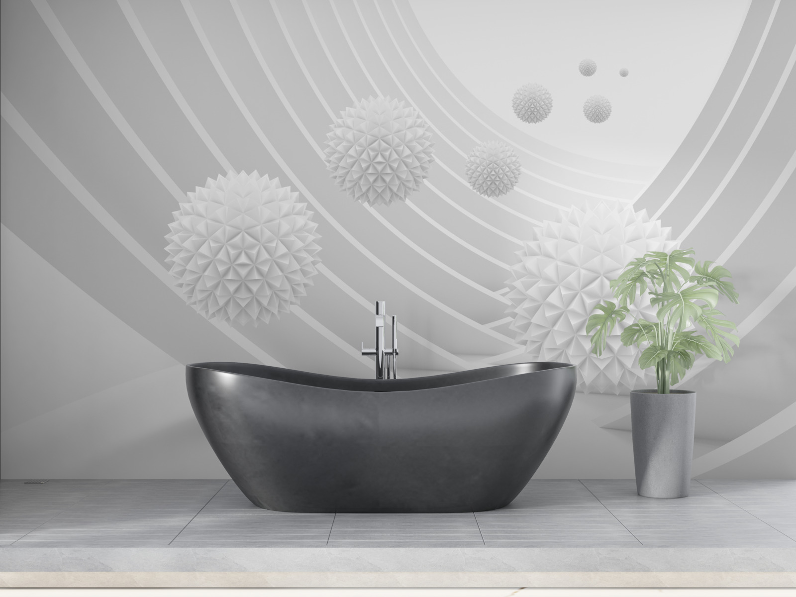 Fototapet bile albe ascuțite în tunelul care se retrage