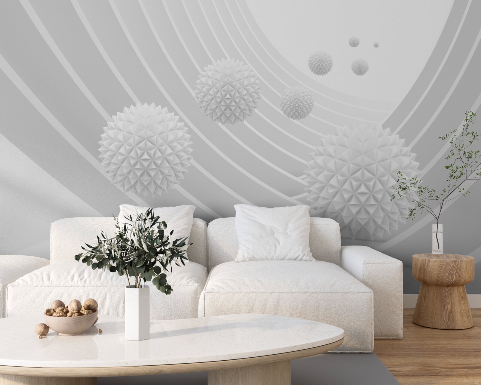 Fototapet bile albe ascuțite în tunelul care se retrage