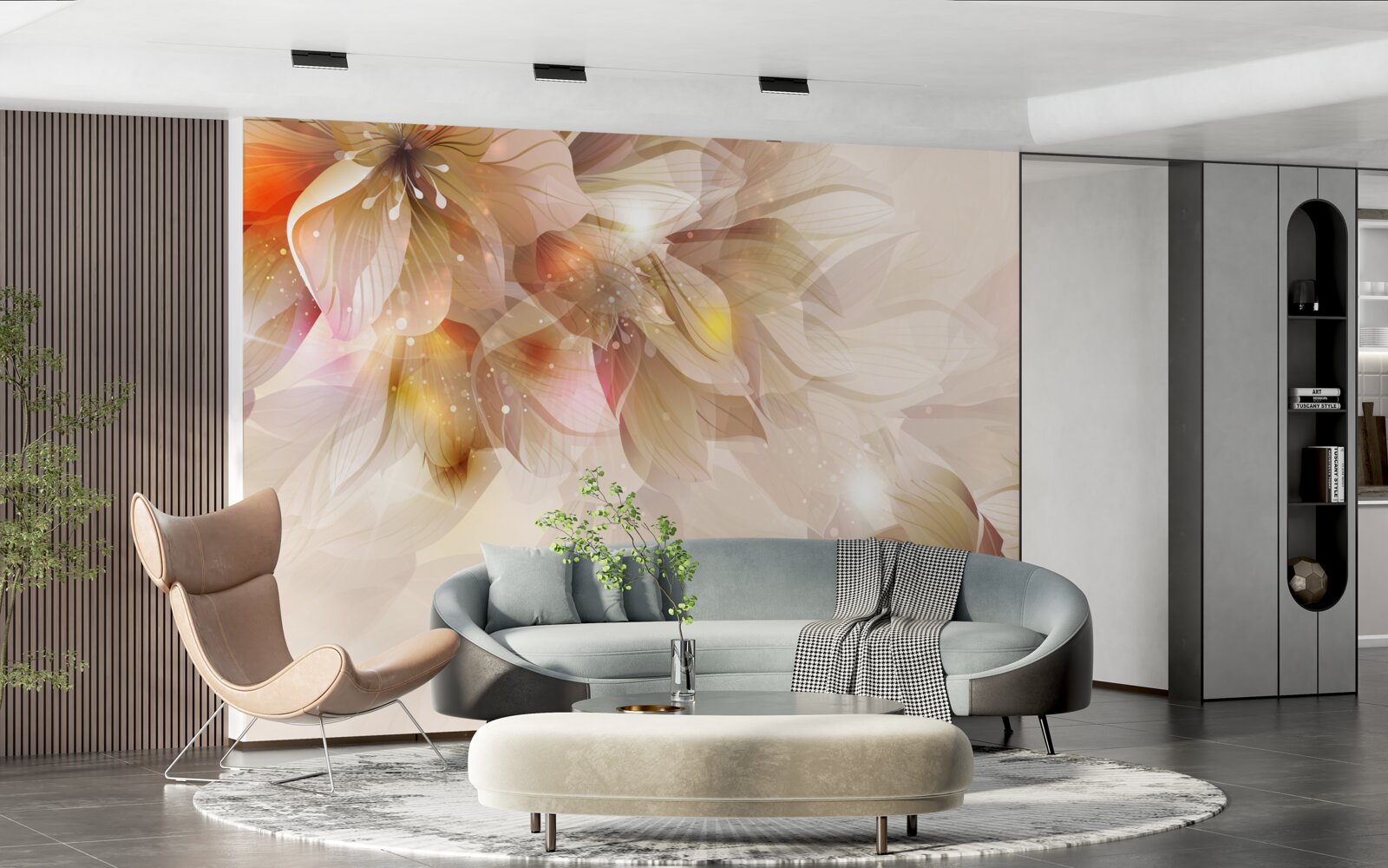 Fototapet flori luminoase cu lumină blândă