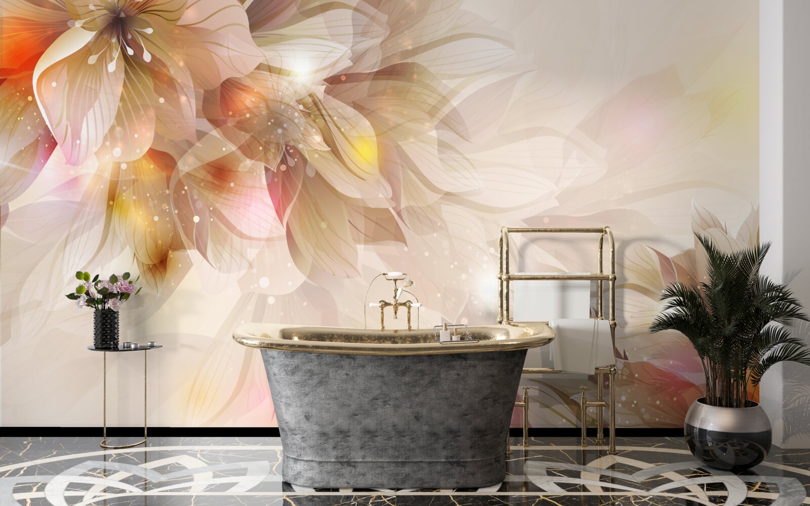 Fototapet flori luminoase cu lumină blândă