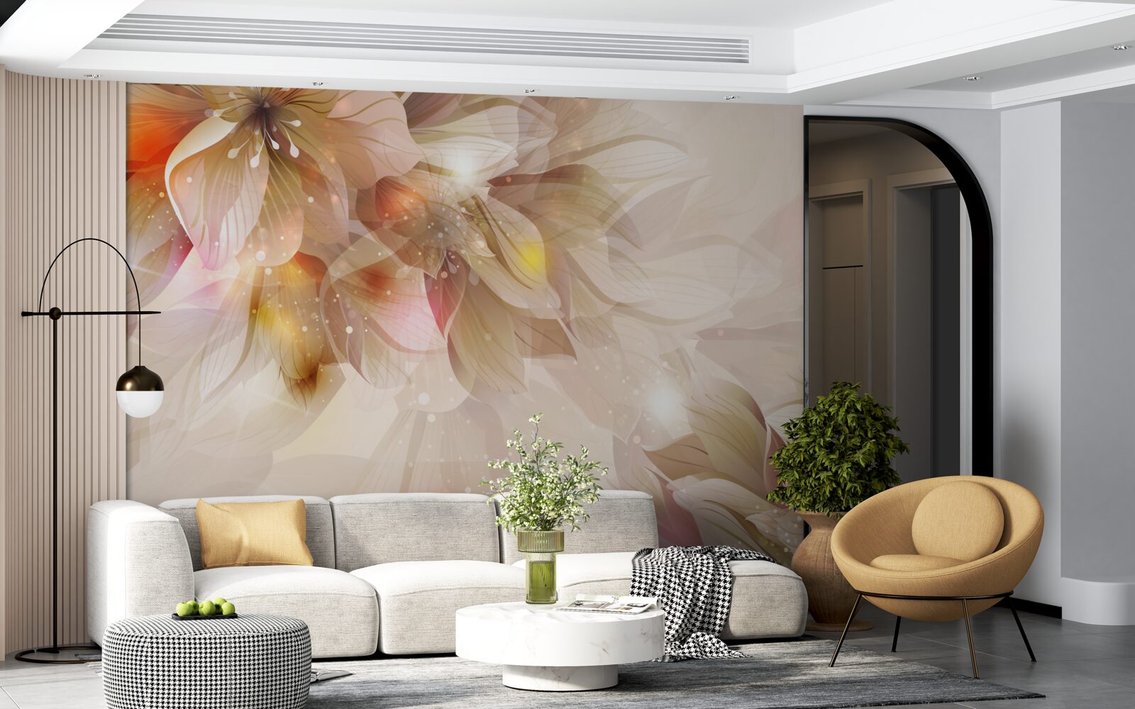 Fototapet flori luminoase cu lumină blândă