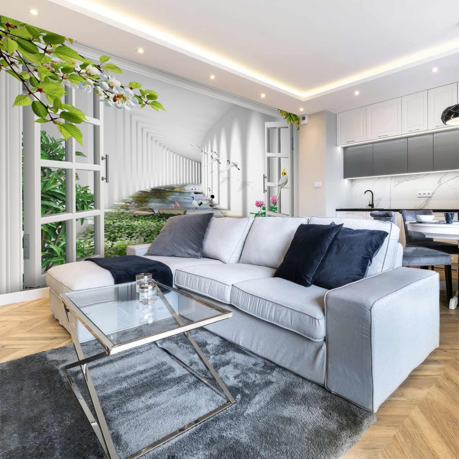 Fototapet vedere de la fereastra de pe tunelul verde