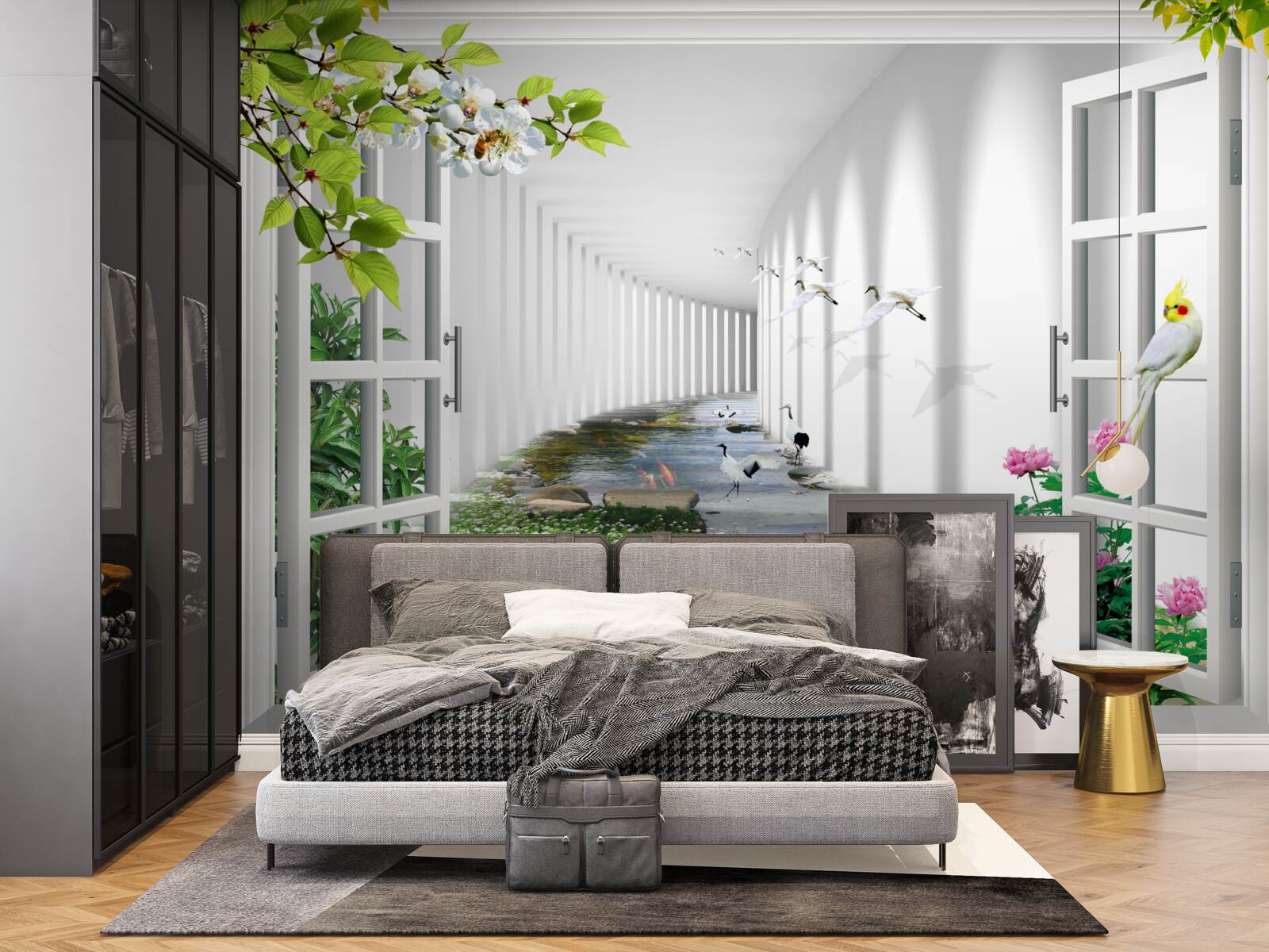 Fototapet vedere de la fereastra de pe tunelul verde