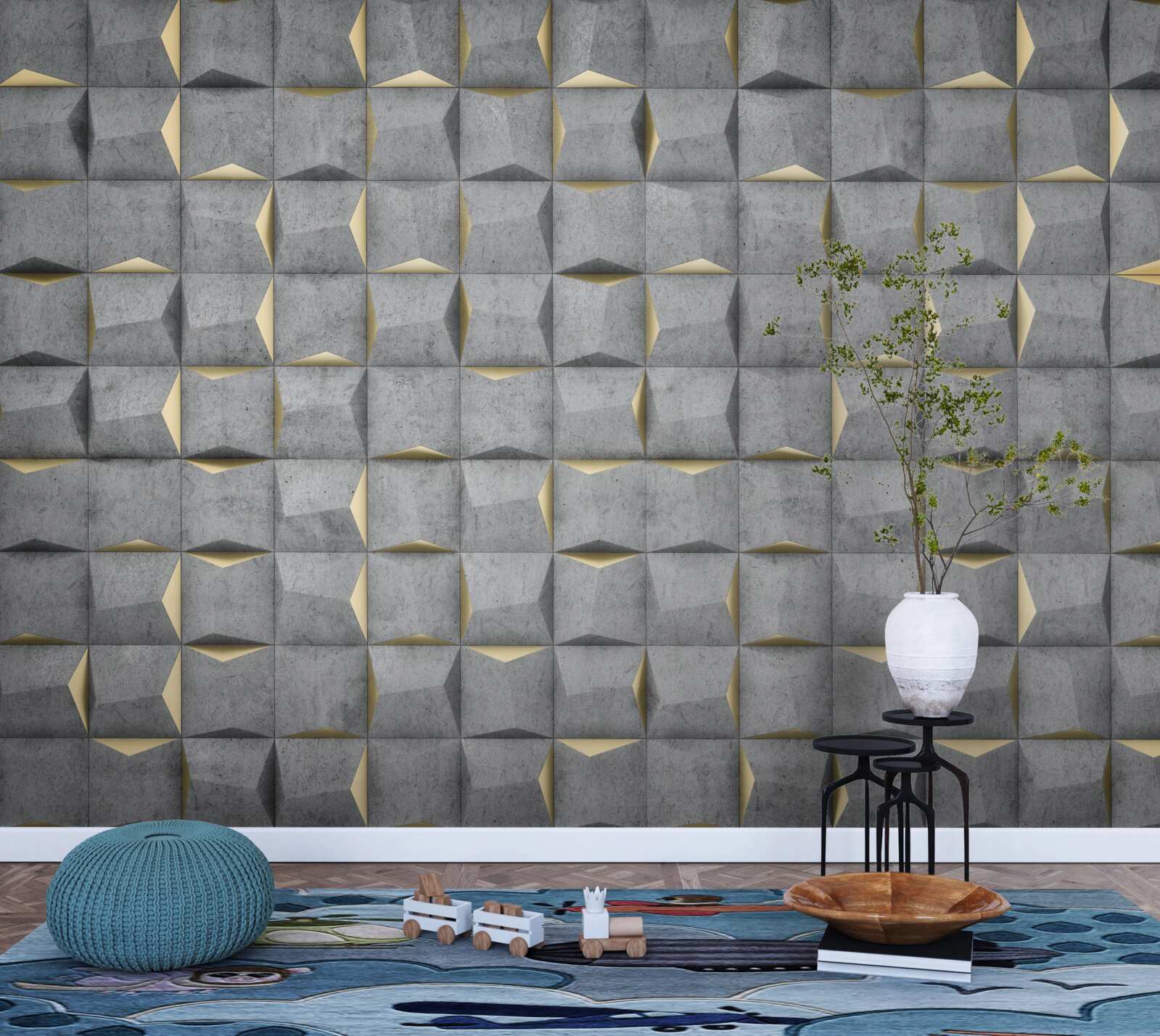 Fototapet dreptunghiuri 3d cu elemente aurii