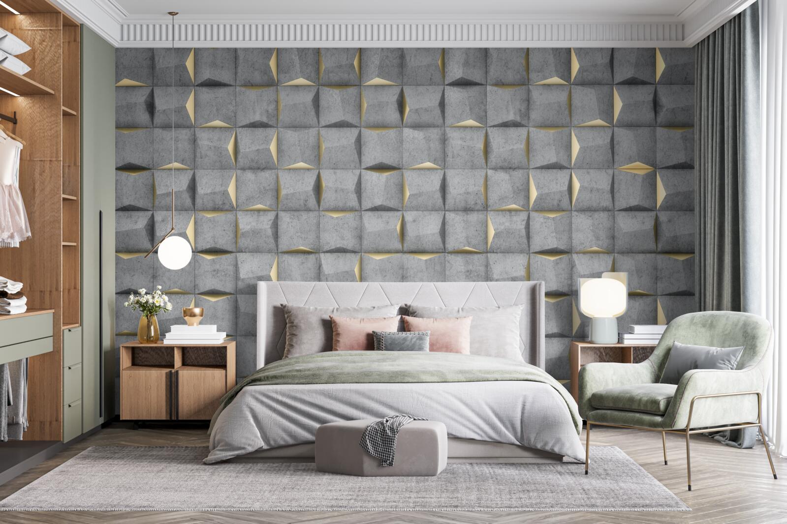 Fototapet dreptunghiuri 3d cu elemente aurii