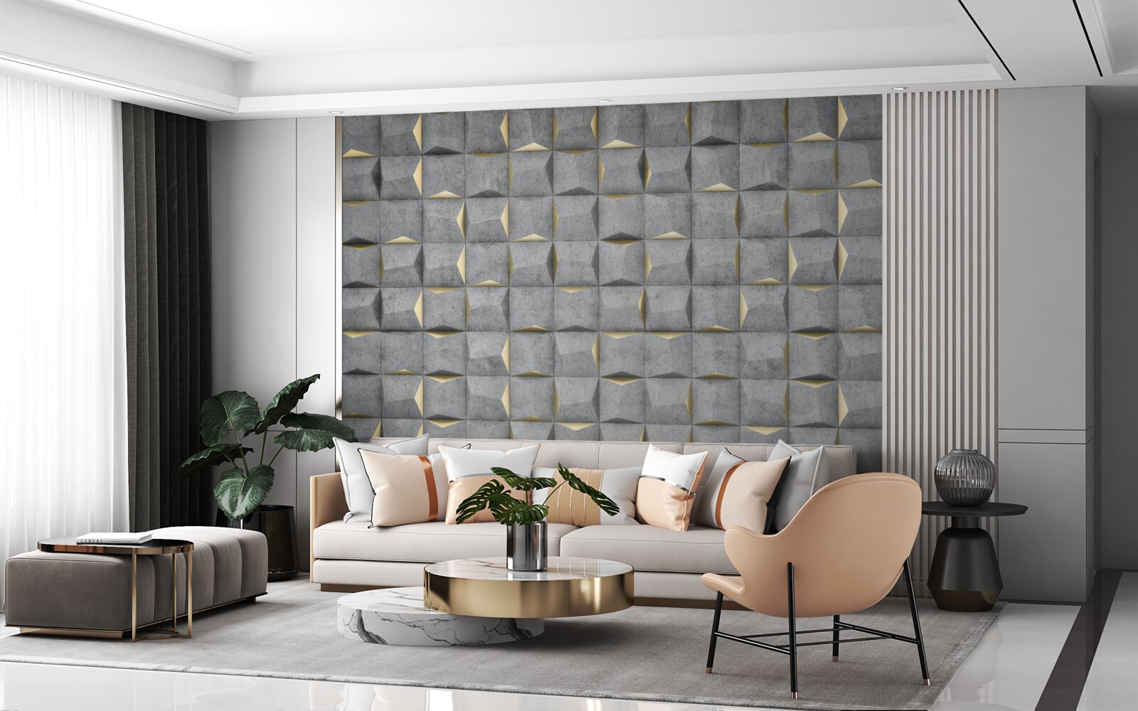 Fototapet dreptunghiuri 3d cu elemente aurii