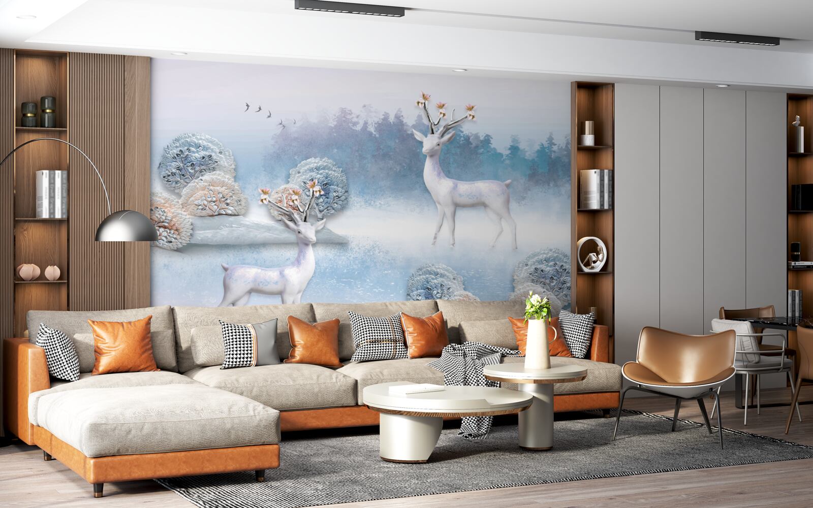 Fototapet căprioară într-o pădure de iarnă